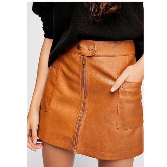 Free People Dresses & Skirts - Free People Vegan Leather Mini Skirt Sz 6 NWOT